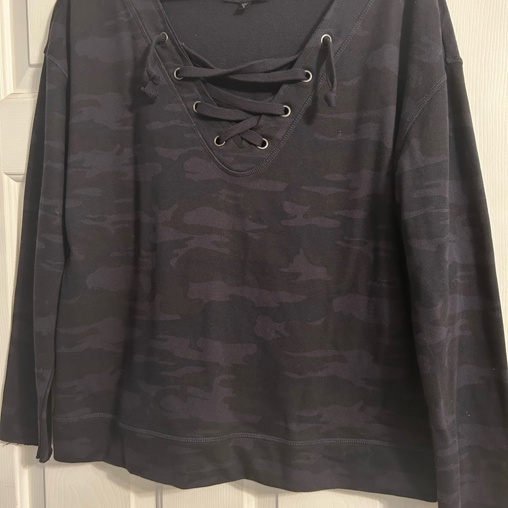 Sanctuary Black Lace-Up Sweatshirt